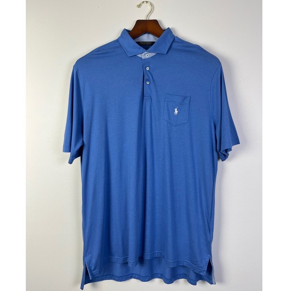 Polo Golf Preppy Ralph Lauren‎ Soft Polo Shirt Golf Pocket Blue XXL - Picture 1 of 7
